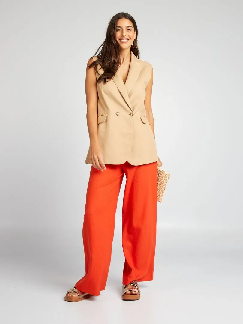 BLAZER SIN MANGAS LARGO MEDIO  MARRON