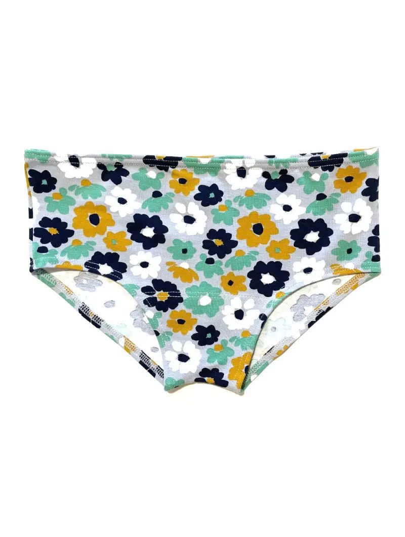 Bragas algodón orgánico gris con flores