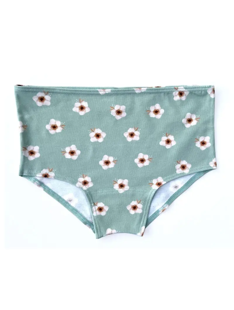 Bragas cintura alta de algodón orgánico con flores
