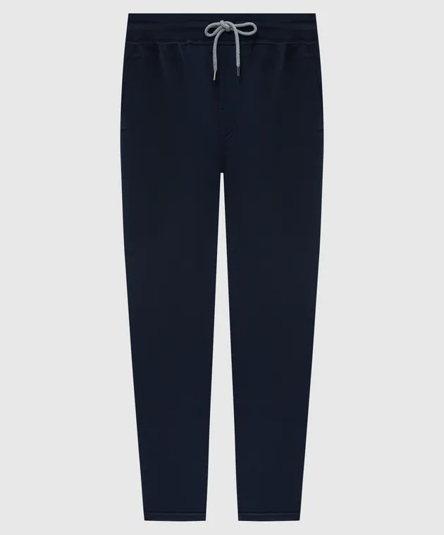 Brunello Cucinelli Blue sports pants with wool and silk