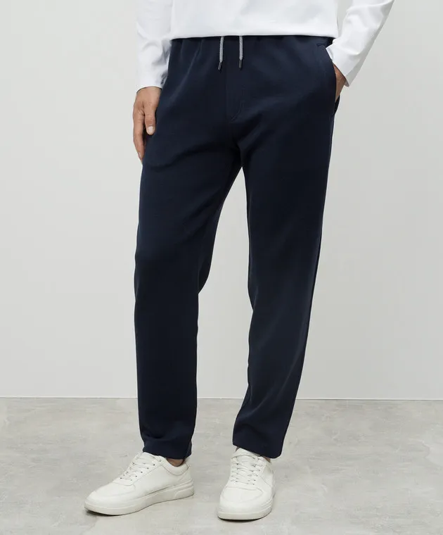 Brunello Cucinelli Blue sports pants with wool and silk