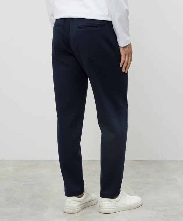 Brunello Cucinelli Blue sports pants with wool and silk