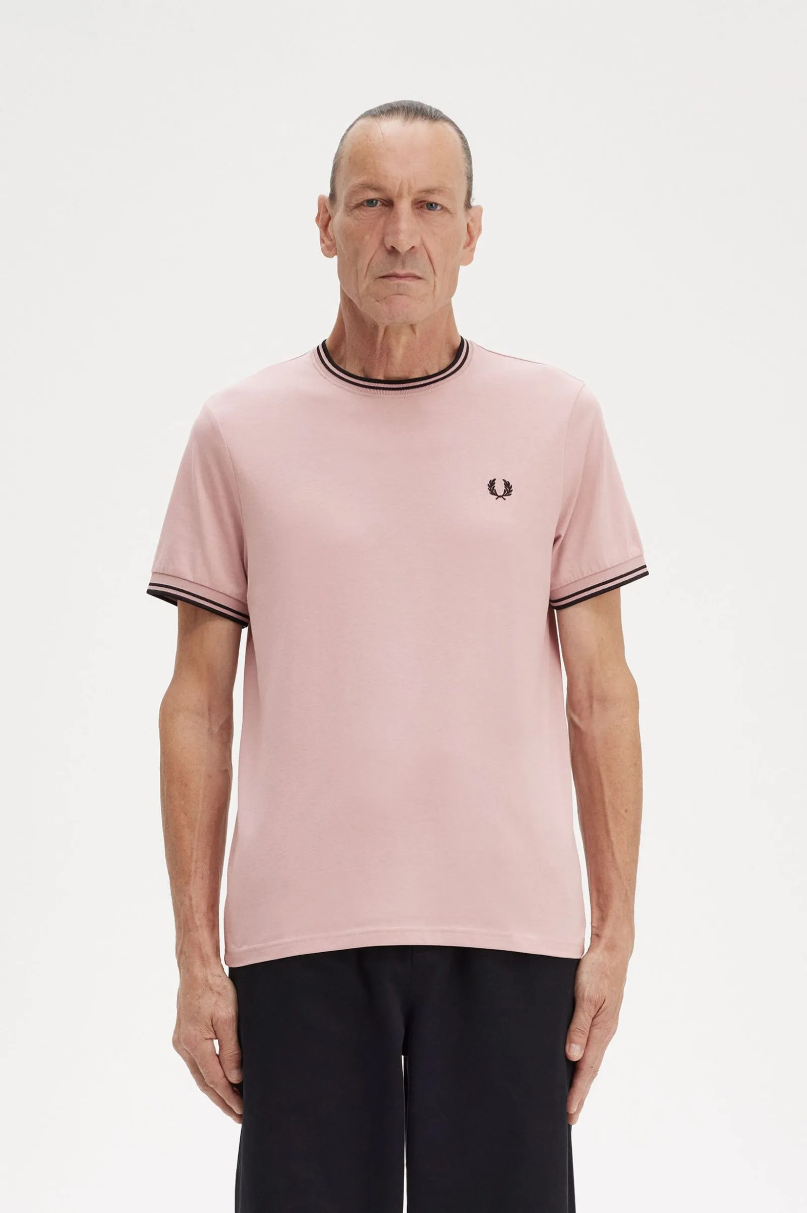 Camiseta con ribete con dos franjas