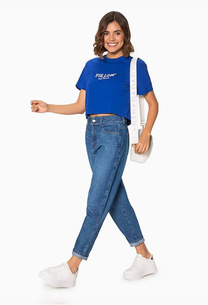 Camiseta dama manga corta boxy