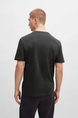 Camiseta regular fit de punto de algodón con logo de malla