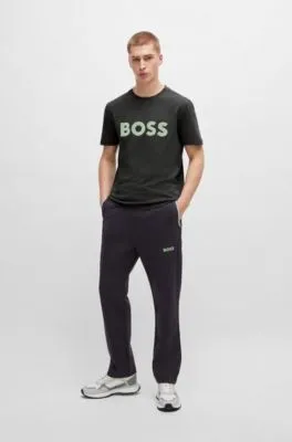 Camiseta regular fit de punto de algodón con logo de malla