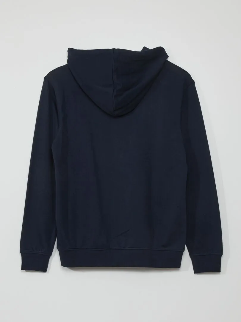 CHAQUETA CON CREMALLERA Y CAPUCHA  AZUL