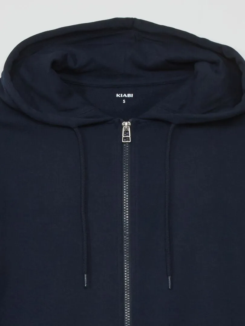 CHAQUETA CON CREMALLERA Y CAPUCHA  AZUL