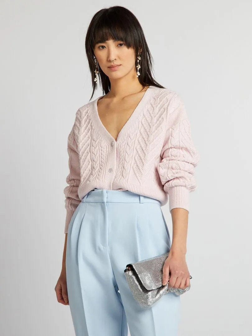 CHAQUETA DE PUNTO DE FANTASíA  ROSA