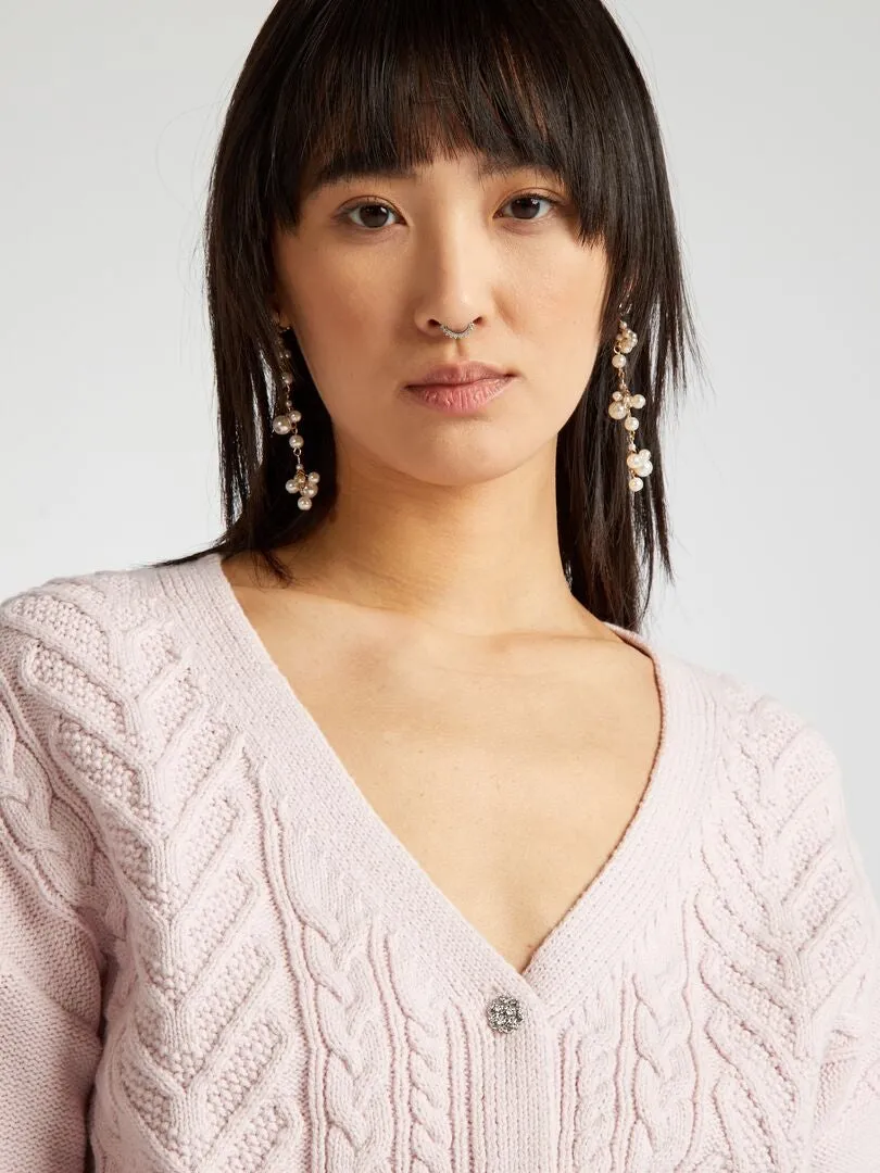 CHAQUETA DE PUNTO DE FANTASíA  ROSA