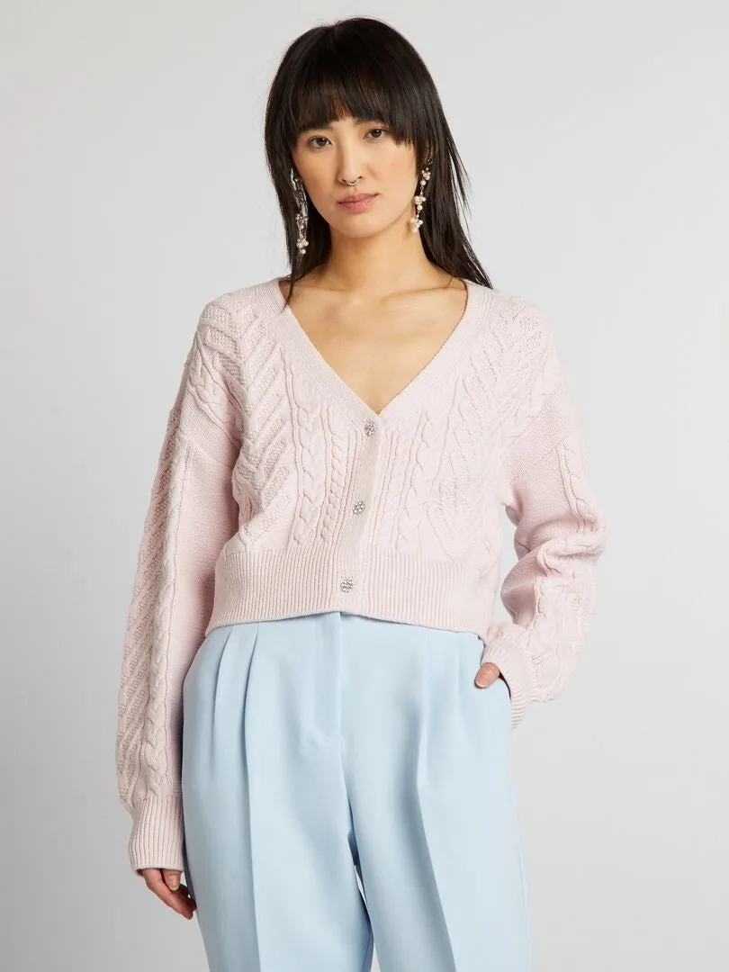 CHAQUETA DE PUNTO DE FANTASíA  ROSA