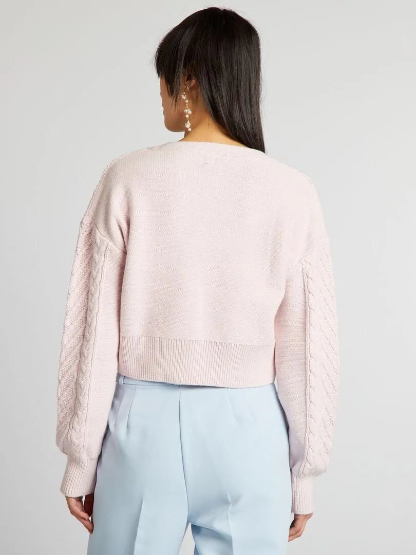 CHAQUETA DE PUNTO DE FANTASíA  ROSA