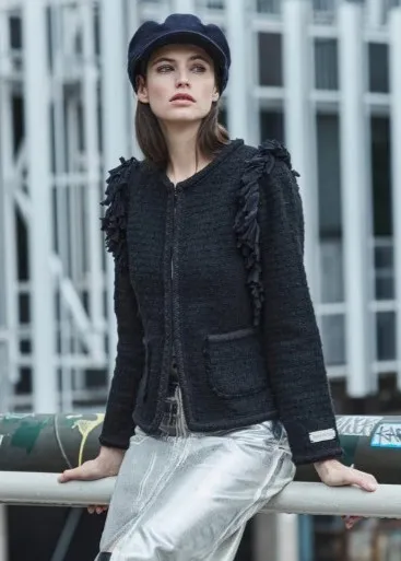 Chaqueta negra tweed flecos Tiziano The Extreme Collection