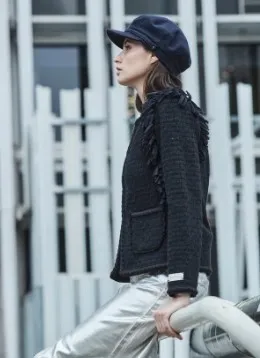 Chaqueta negra tweed flecos Tiziano The Extreme Collection