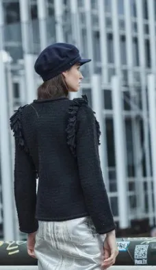 Chaqueta negra tweed flecos Tiziano The Extreme Collection