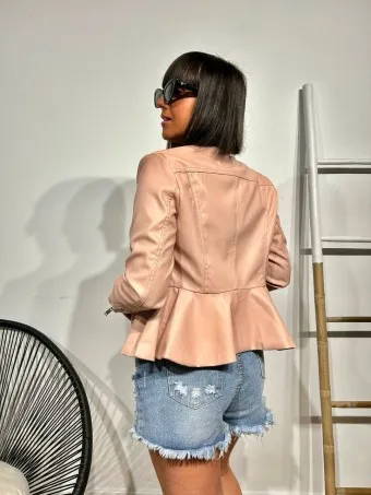 Chaqueta Polipiel Peplum KATRISSA Rosa