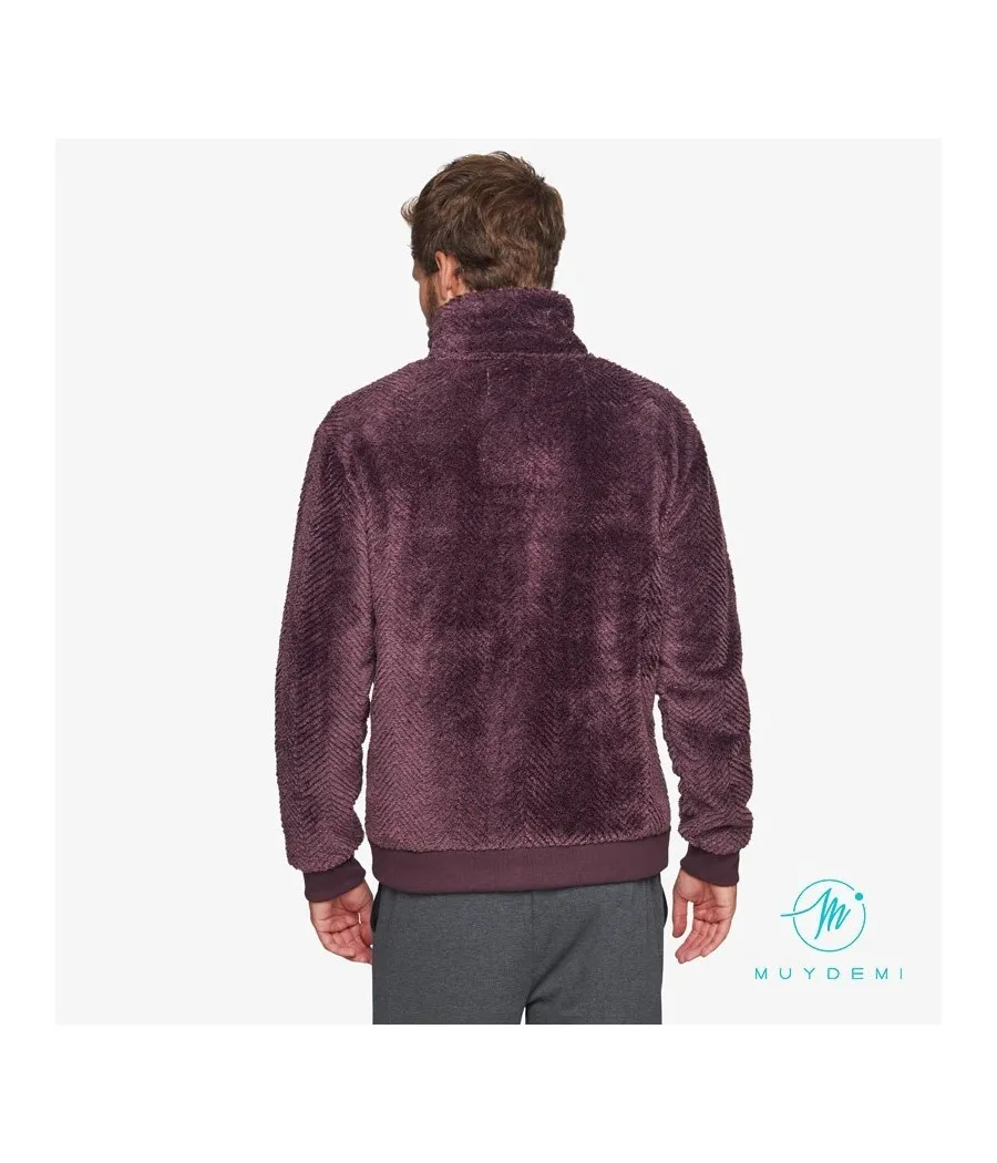 Chaqueta térmica invierno hombre Muidemi burdeos bolsillos coralina