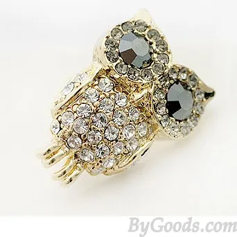 Cute Shining Rhinestone Owl Earring Studs