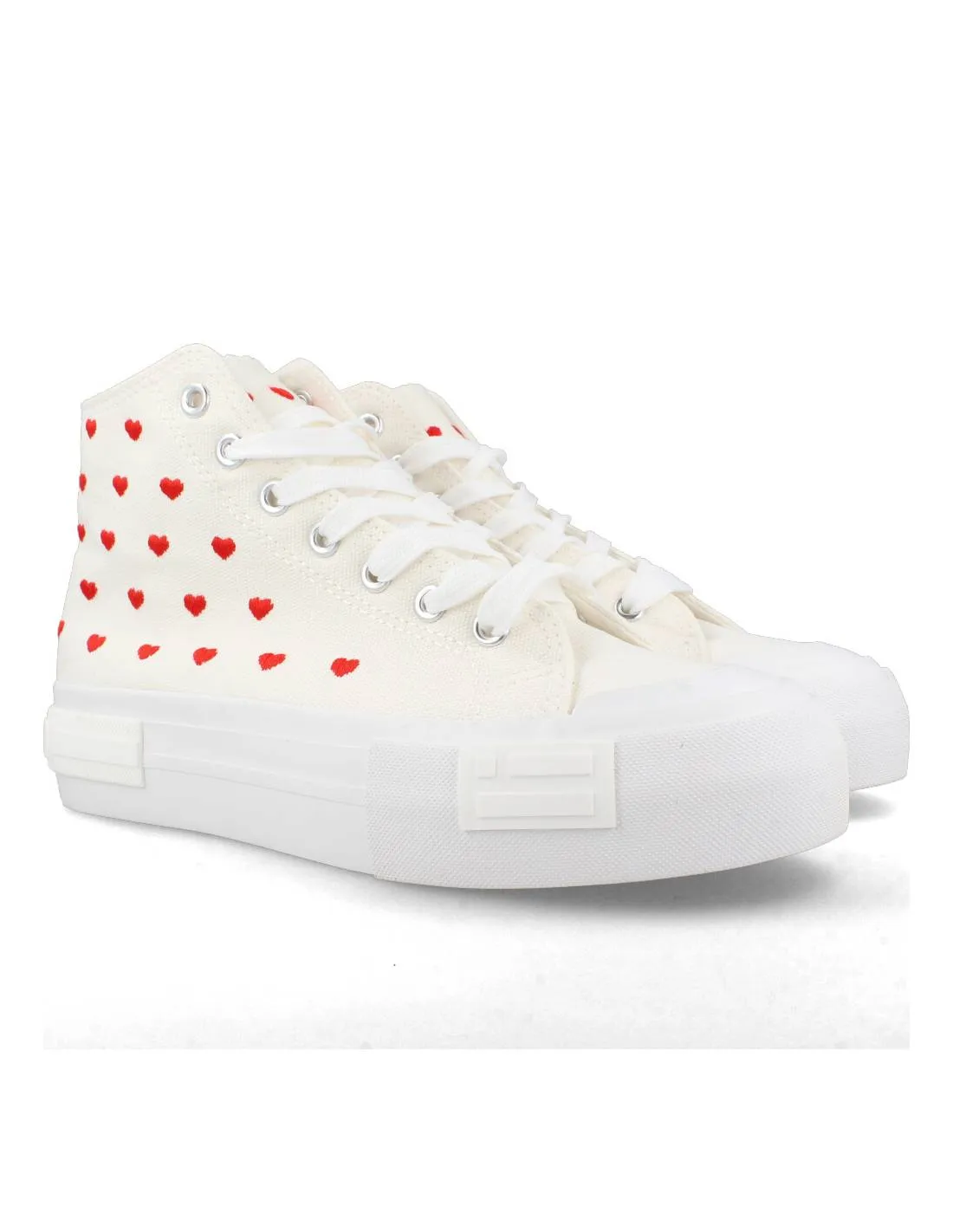 D. FRANKLIN  ZAPATILLA CASUAL PLATAFORMA BLANCA CORAZONES