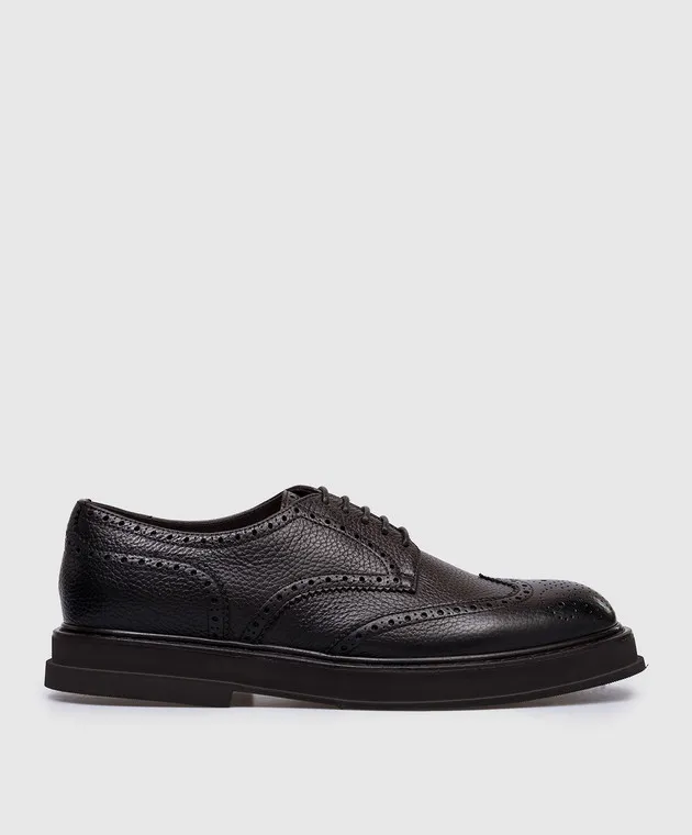 Doucal's Brown leather derbies with perforations