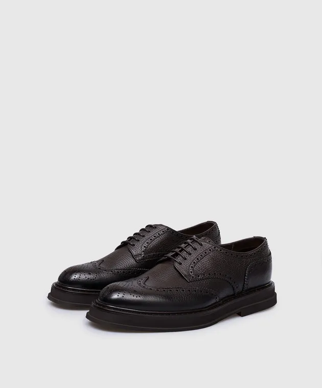Doucal's Brown leather derbies with perforations
