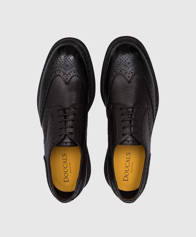 Doucal's Brown leather derbies with perforations