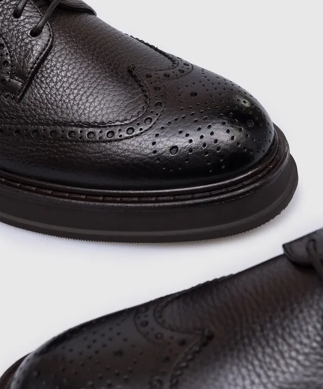 Doucal's Brown leather derbies with perforations