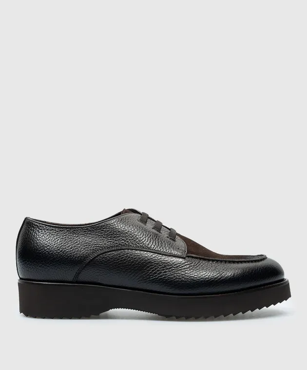 Doucal's Ray brown leather derbies with fur