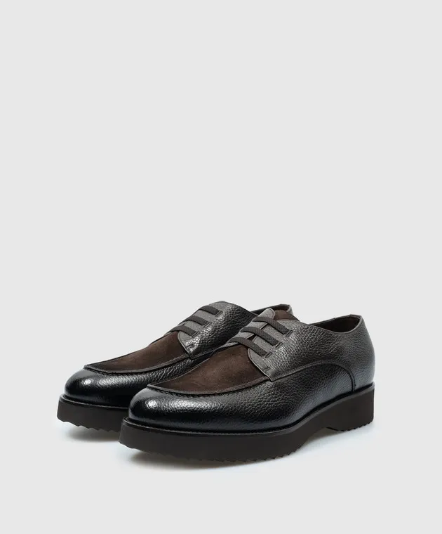 Doucal's Ray brown leather derbies with fur