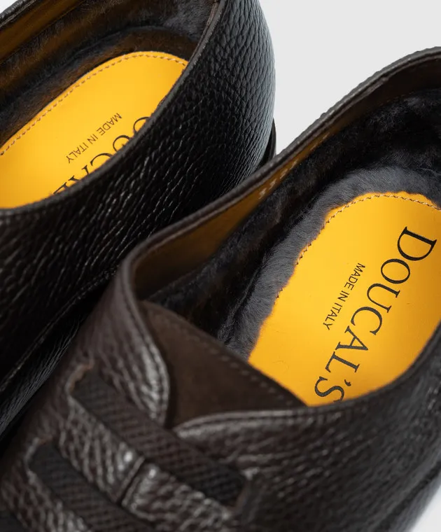 Doucal's Ray brown leather derbies with fur