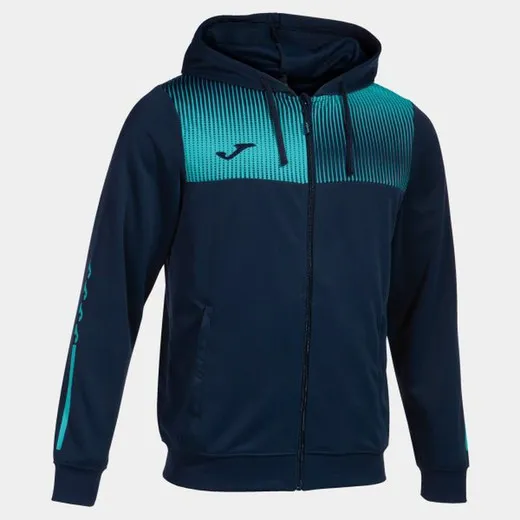ECO SUPERNOVA ZIPUP HOODIE NAVY FLUOR TURQUOISE