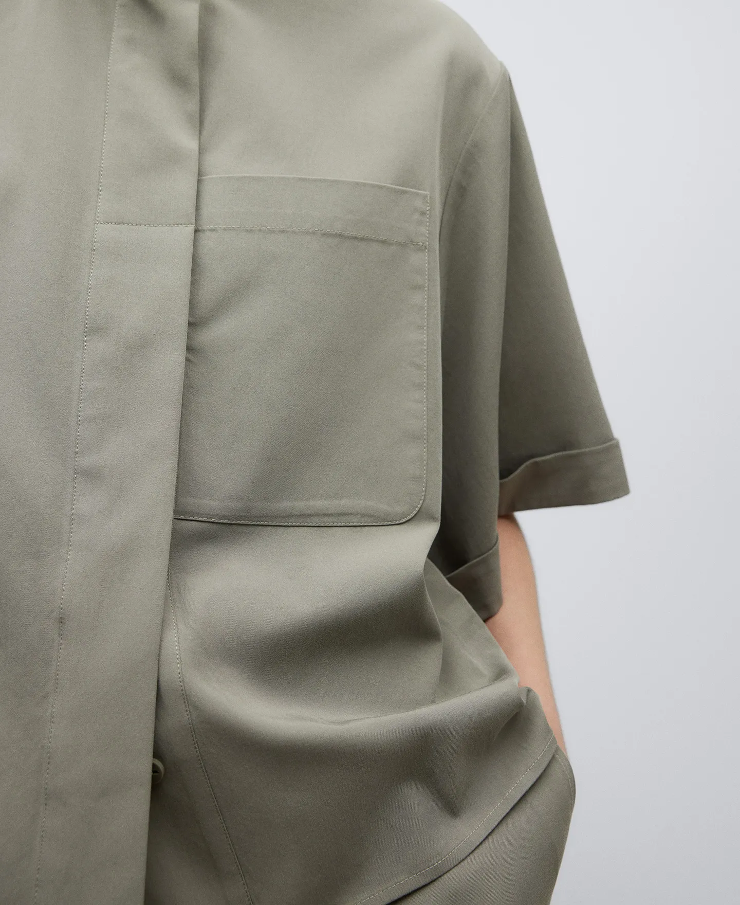 Grey high collar shirt woman