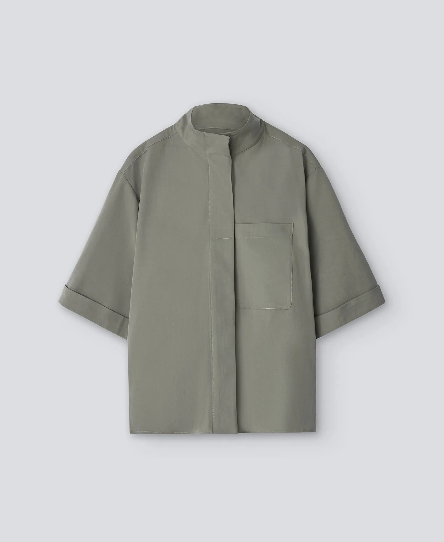 Grey high collar shirt woman