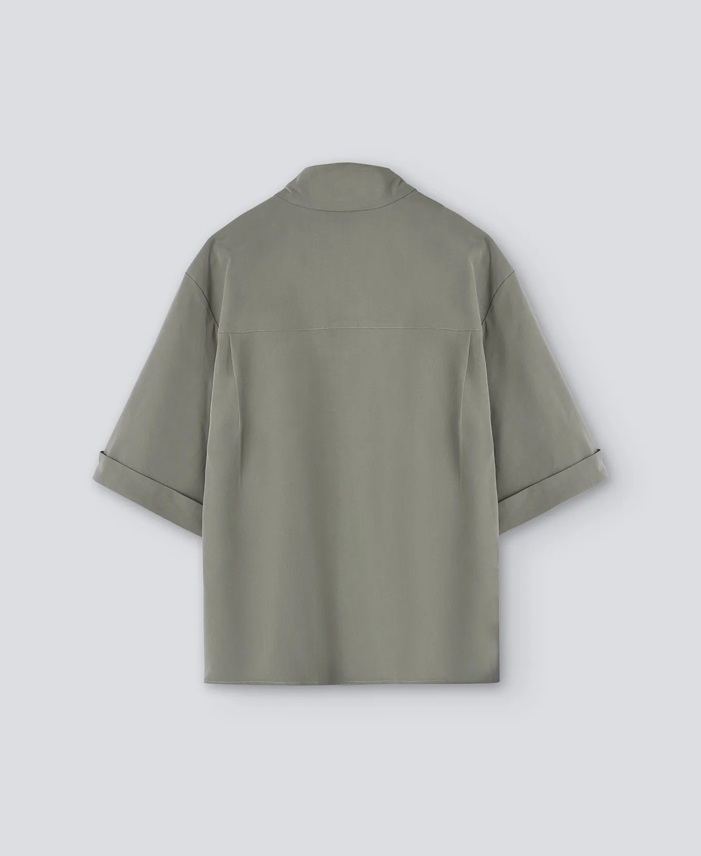 Grey high collar shirt woman