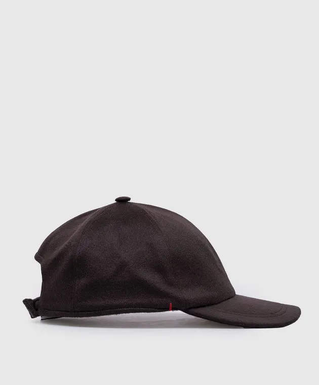ISAIA Brown cashmere cap with logo embroidery