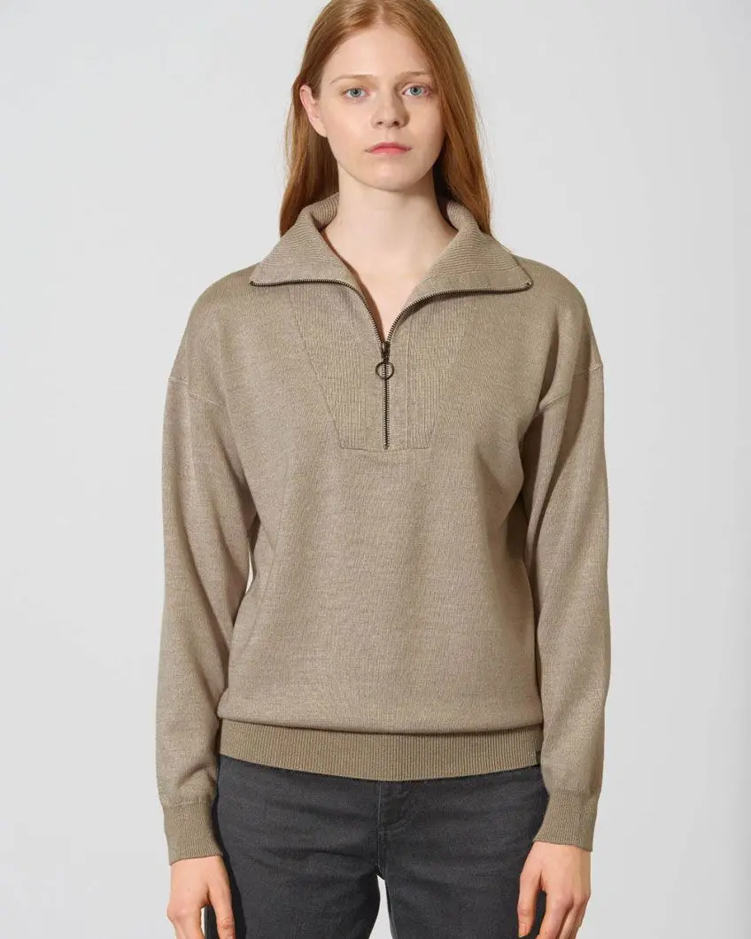 Jersey cremallera mujer de lana 100% sostenible