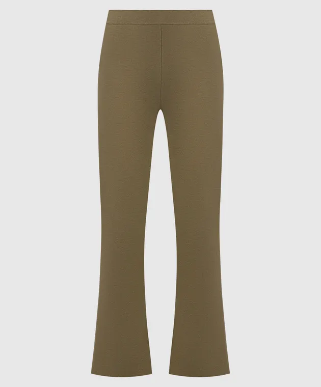 JOSEPH Khaki flared pants with silk