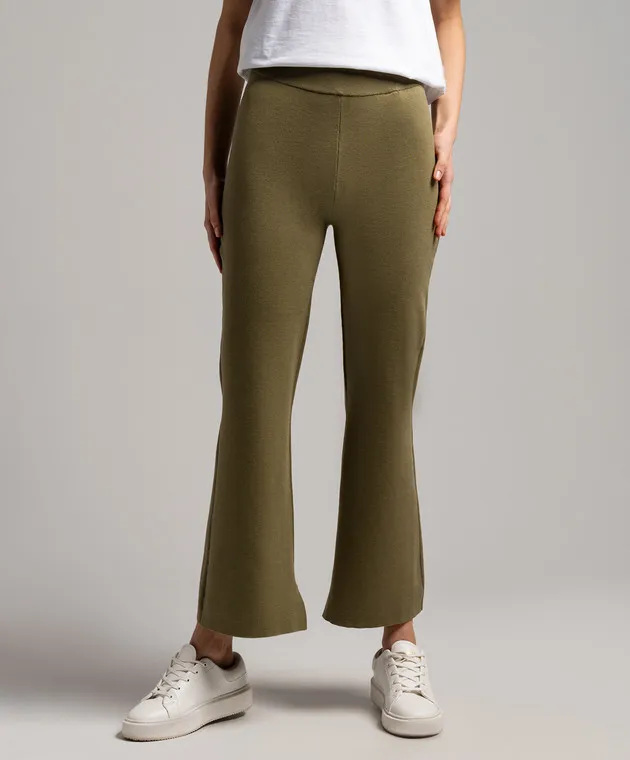 JOSEPH Khaki flared pants with silk