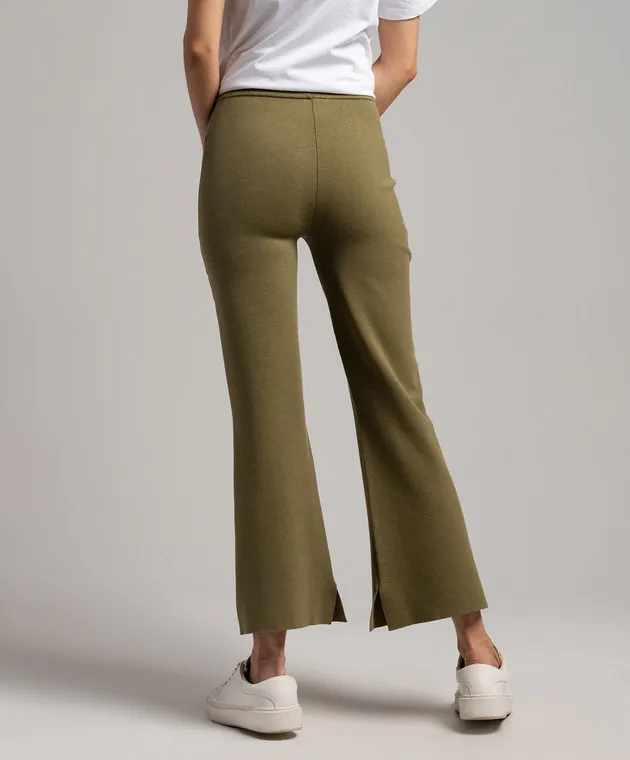 JOSEPH Khaki flared pants with silk
