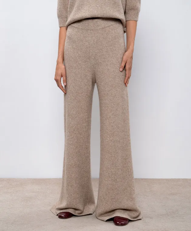 LISA YANG Khloe beige cashmere flared pants