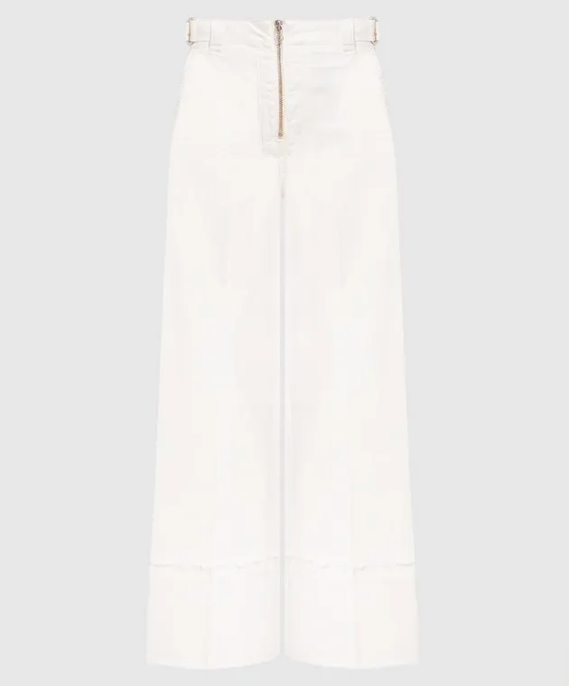 Max & Co White pants with logo embroidery