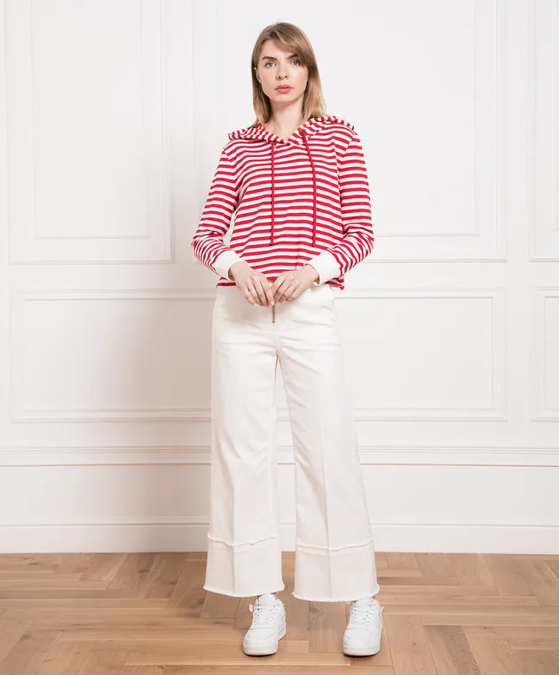 Max & Co White pants with logo embroidery