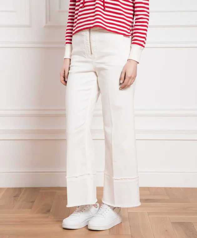 Max & Co White pants with logo embroidery