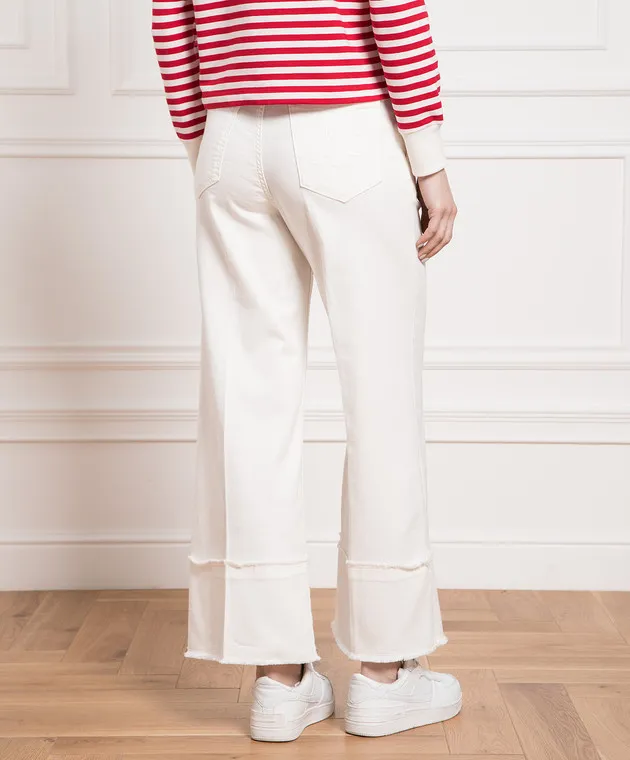 Max & Co White pants with logo embroidery
