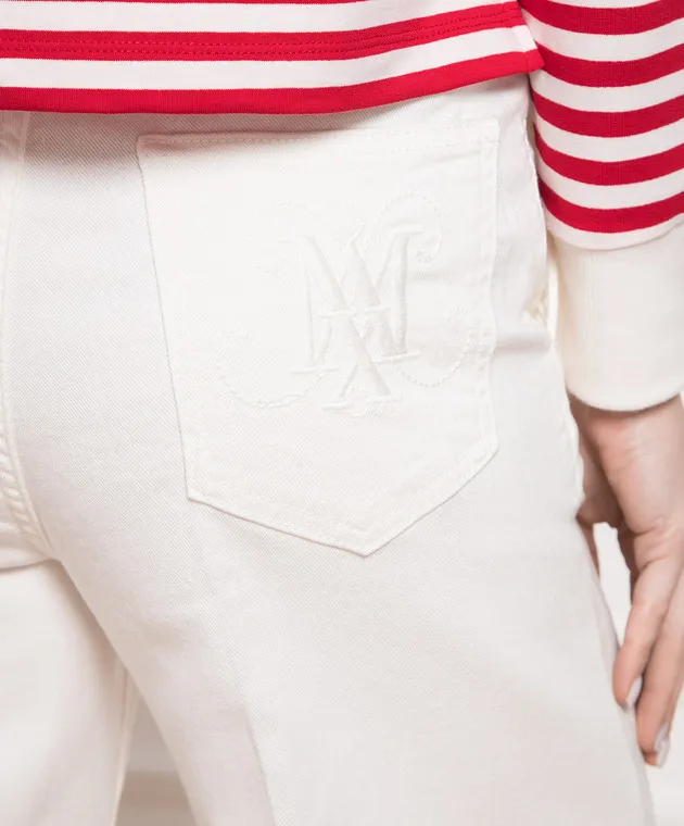 Max & Co White pants with logo embroidery