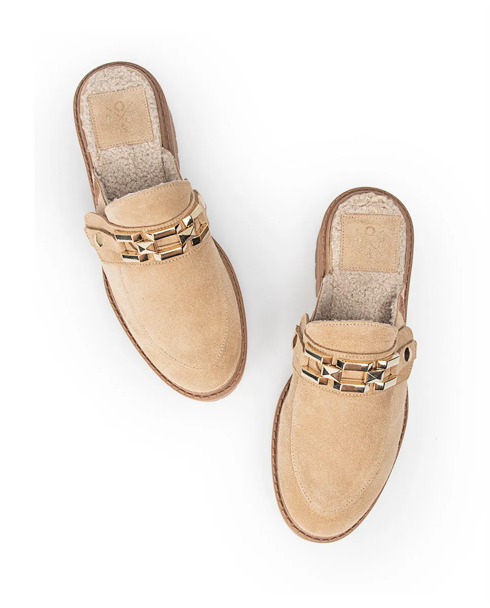 Mule Plataforma Mauna Serraje Beige