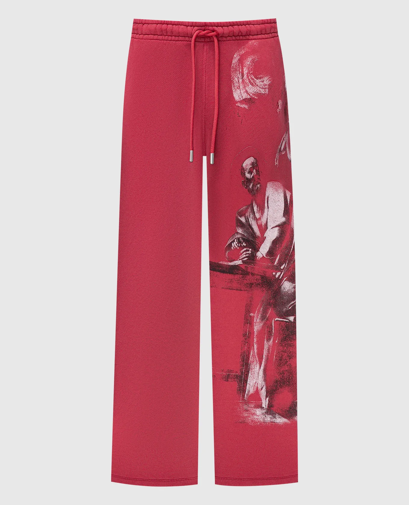OFFWHITE BURGUNDY SPORTS PANTS WITH A PRINT