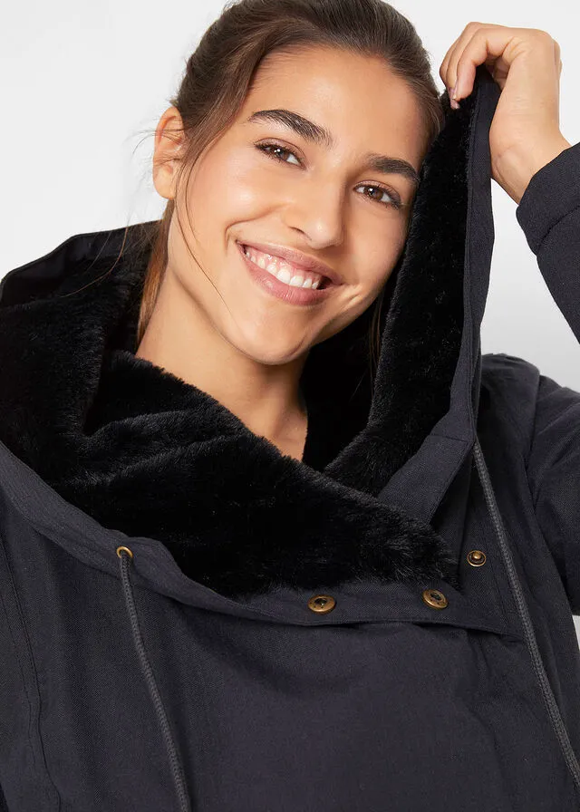 Parka funcional con forro polar pizarra moteada moteado