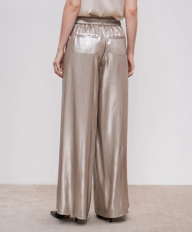 Peserico Beige pants with a shiny texture