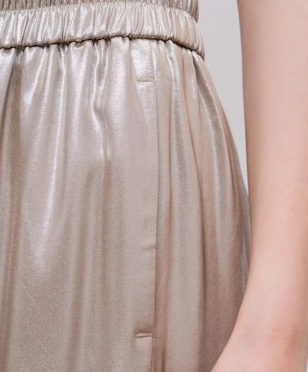 Peserico Beige pants with a shiny texture